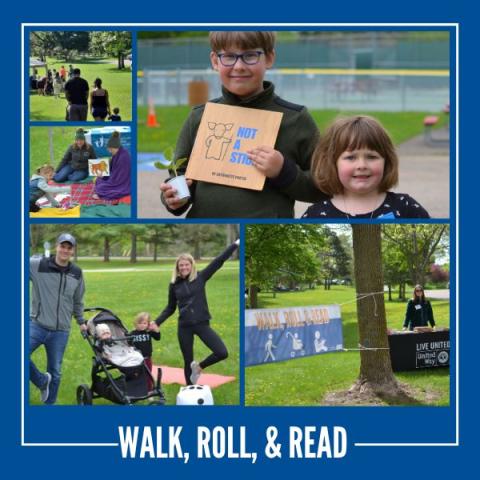 walk, roll, read, family reading